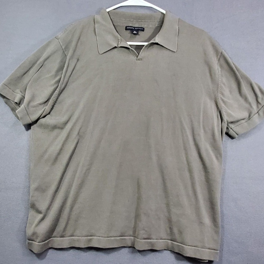 Banana Republic Sweater Size XL  Silk Blend Green Mens V Neck